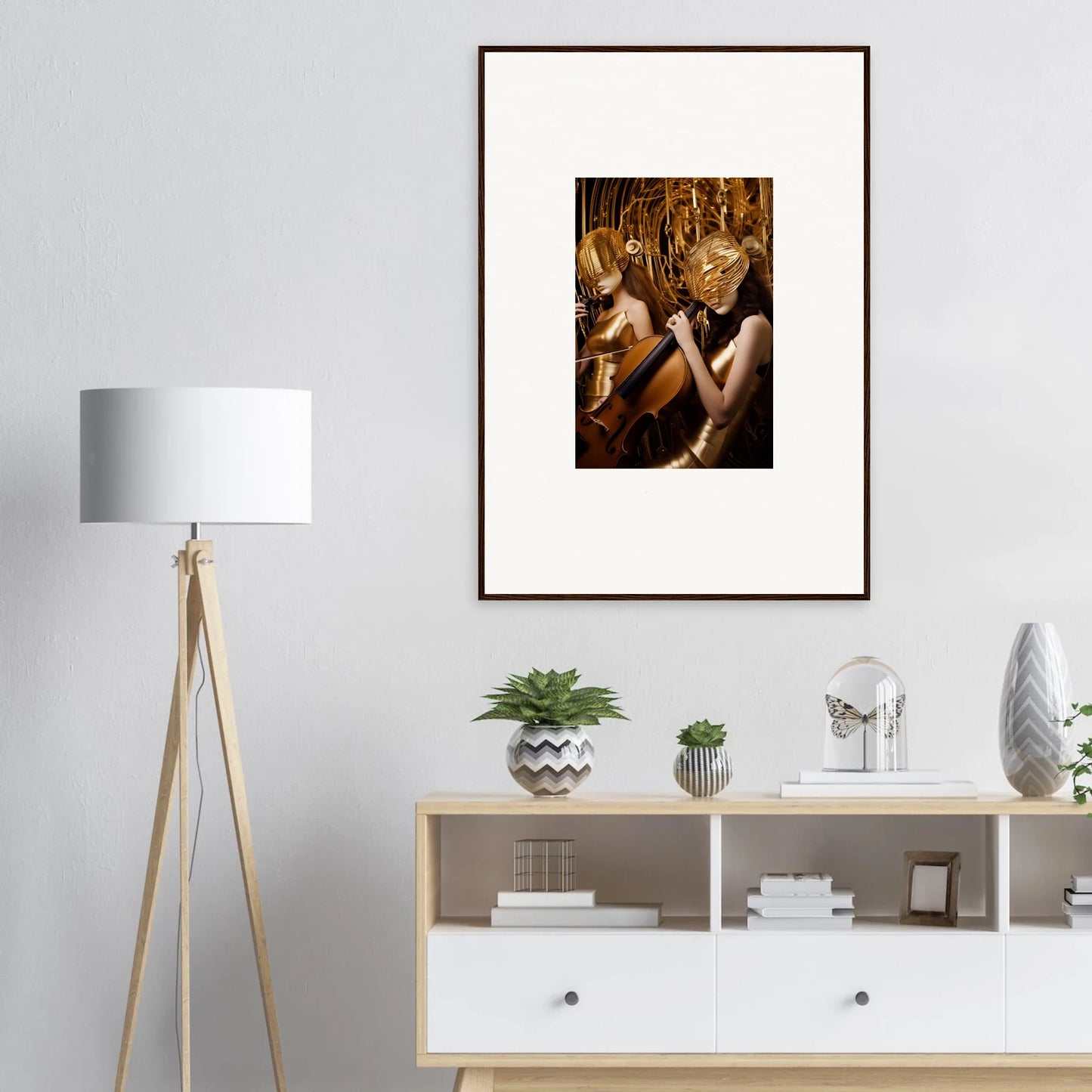 Framed canvas print of Golden Echoing Whispers, perfect for room decoration