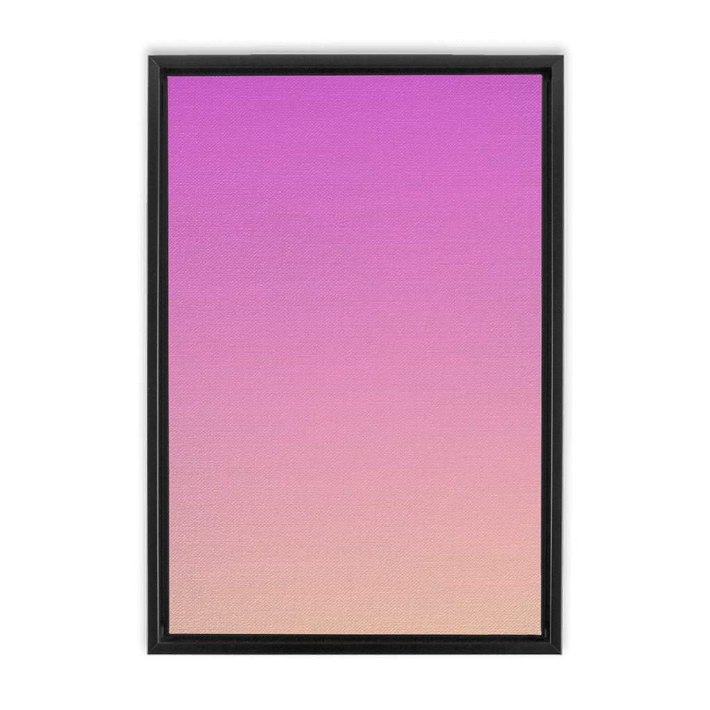 A California Pink Haze Gradient - Framed Traditional Stretched Canvas in a minimalistic black frame.