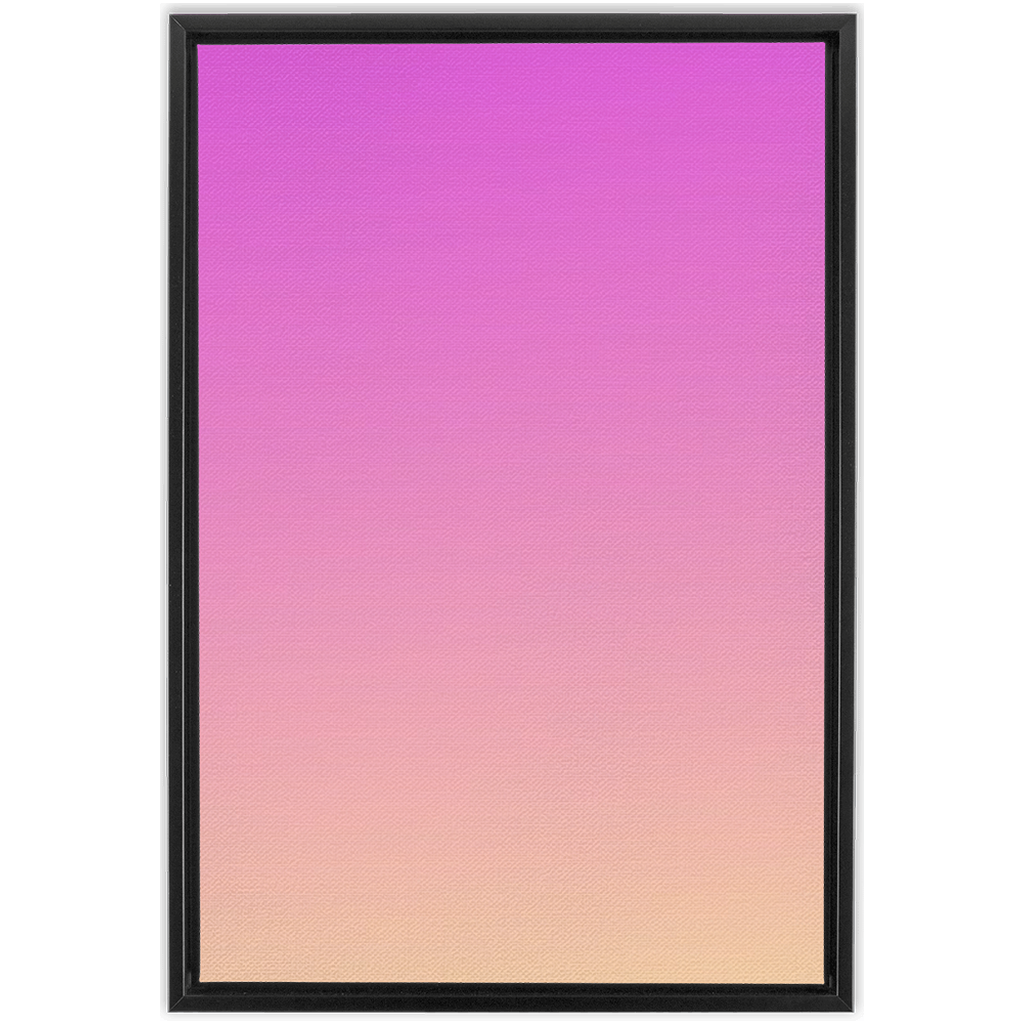 An abstract minimalist California Pink Haze Gradient - Framed Traditional Stretched Canvas displayed on a white wall.