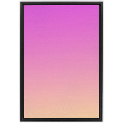 An abstract minimalist California Pink Haze Gradient - Framed Traditional Stretched Canvas displayed on a white wall.