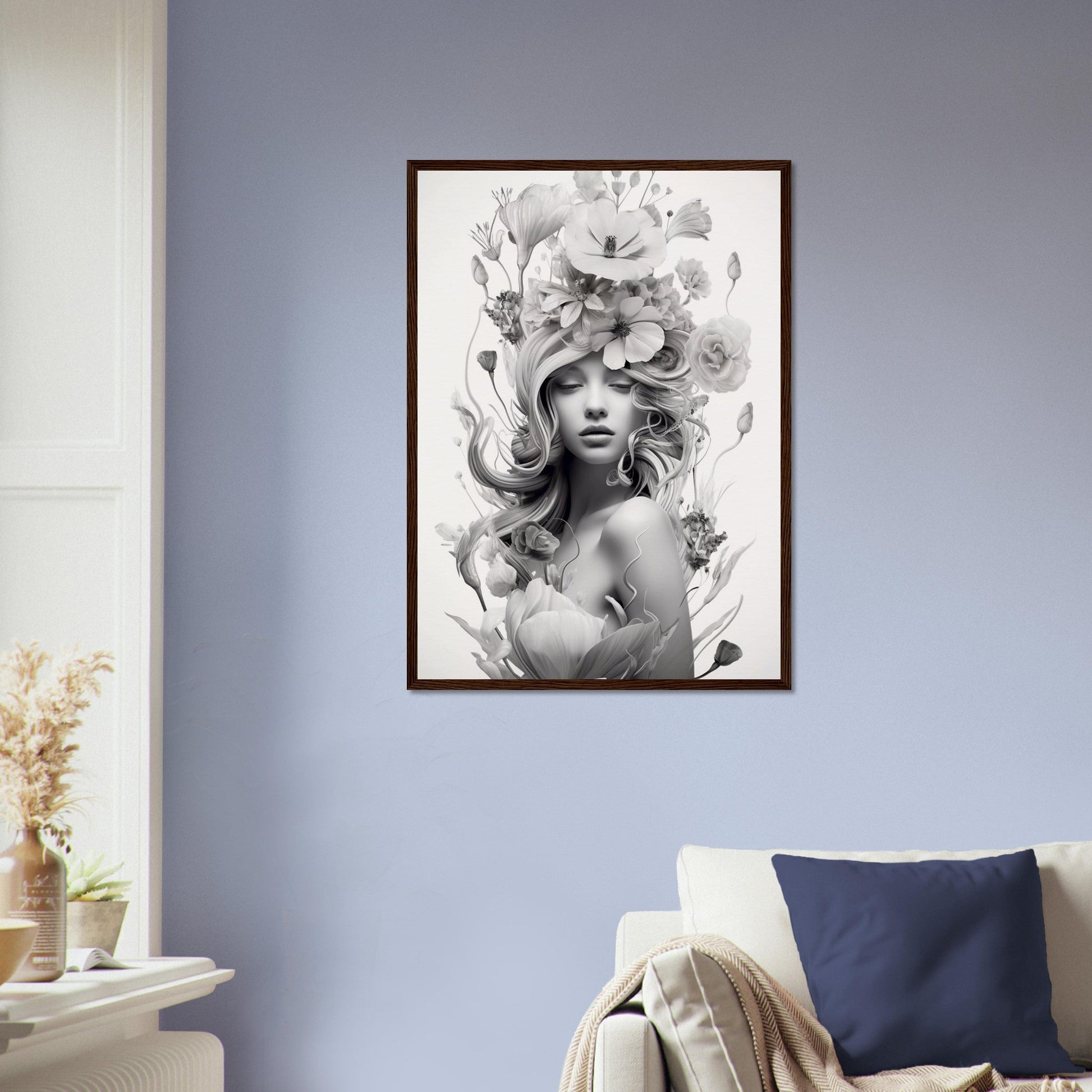 A high quality black and white print poster of the Flowers In Your Head The Oracle Windows™ Collection.