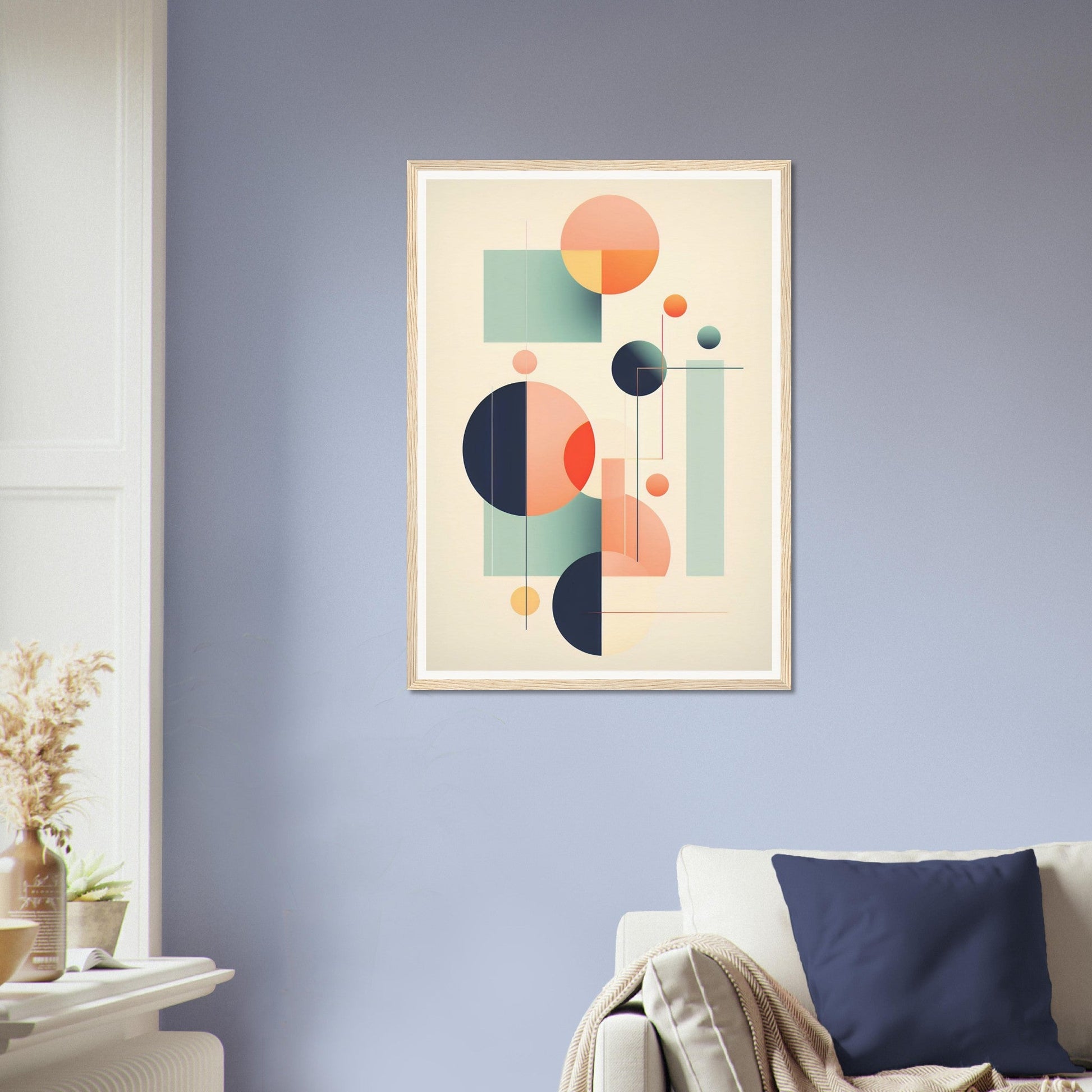 A high quality framed Abstract Geometry O The Oracle Windows™ Collection print with geometric shapes and circles, perfect for my wall.