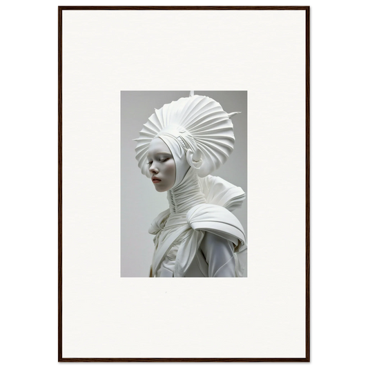 Sculptural bust with an intricate white headdress and collar for elegant room decor