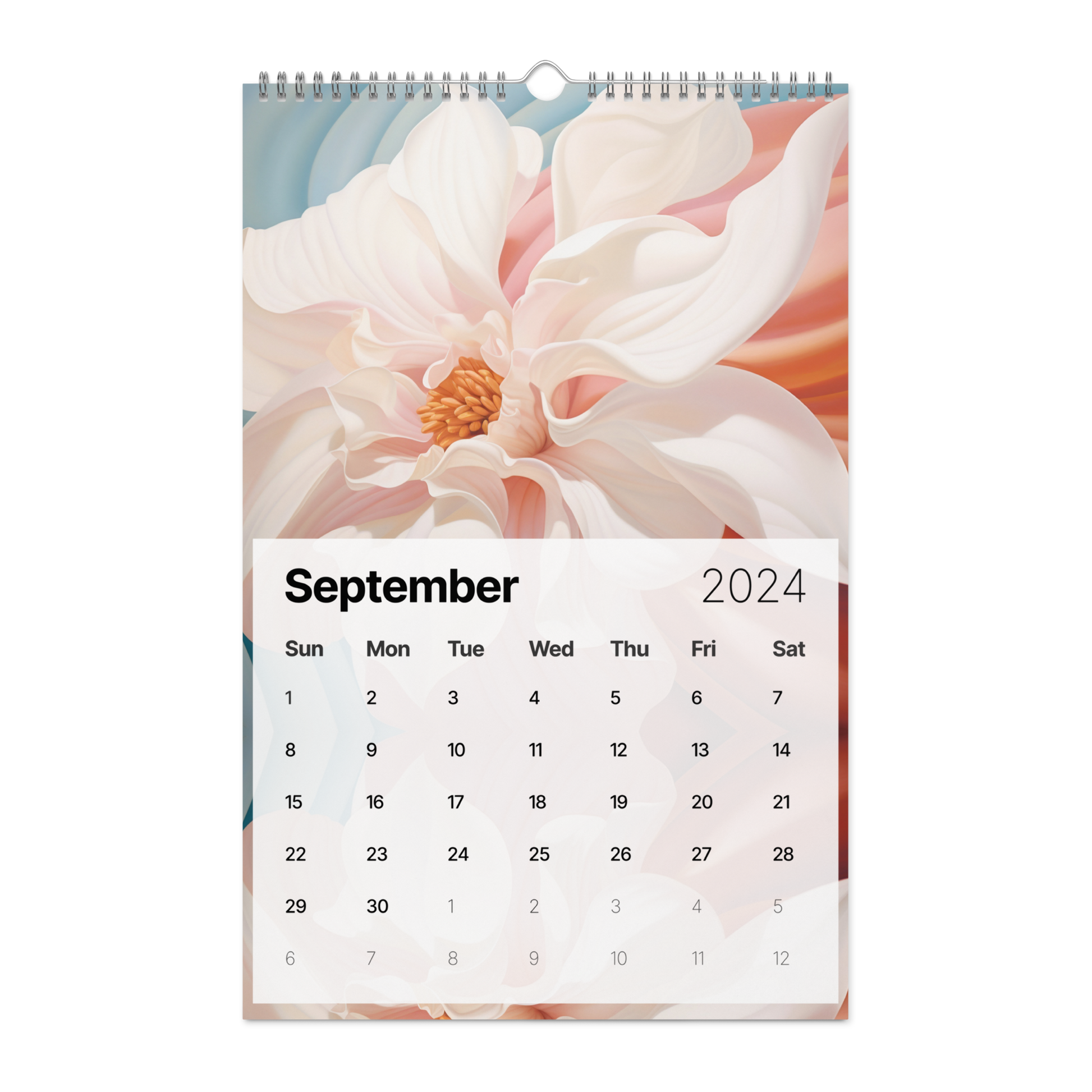 A decorative Flowers Are Magic - Wall calendar (2024) featuring a beautiful flower artwork.