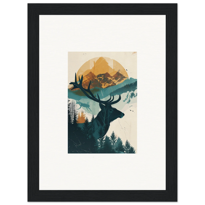 Silhouette of a deer with antlers in nature scene for Reflection Solace room decor