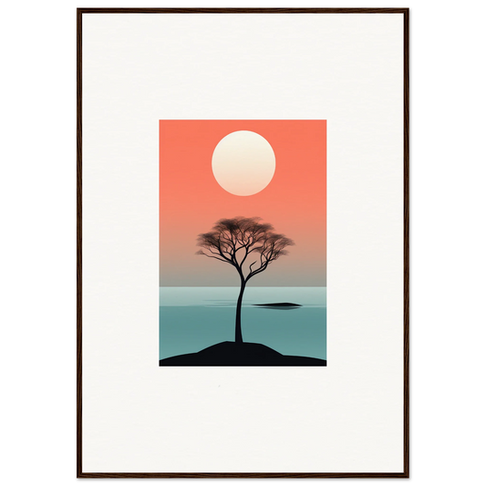 Silhouette of a lone tree at sunset, perfect for Nimbus Symphony framed wall art decor