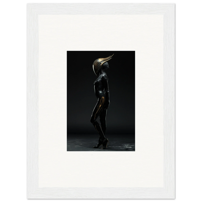 Sleek metallic humanoid figure for unique room decor and framed wall art