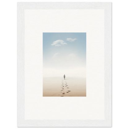 Solitary figure on beach leaving footprints, perfect for Entwined Nostalgia wall art