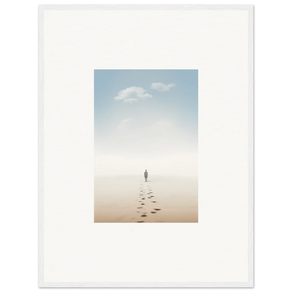 Solitary figure on beach leaving footprints, perfect for entwined nostalgia room decor