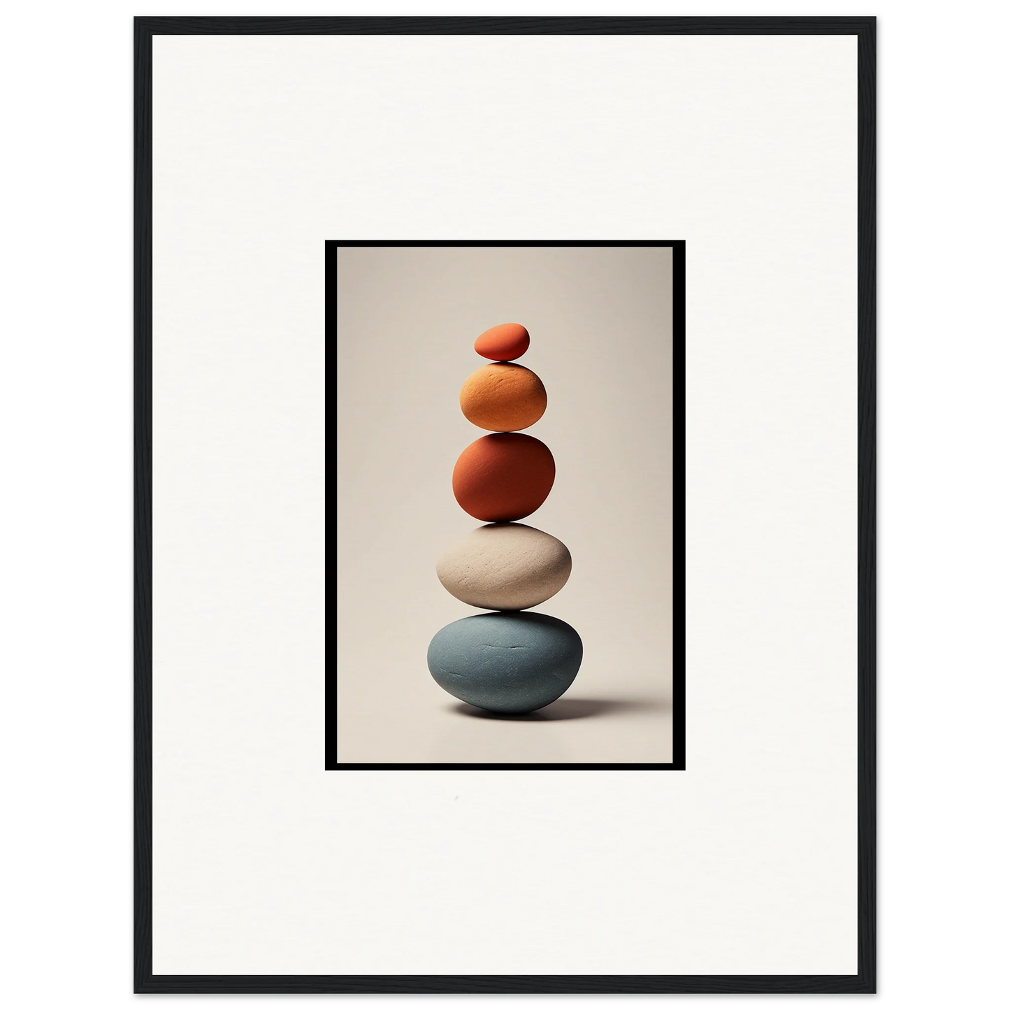 Colorful balanced stone stack for Zen Collage Poetry wall art and room decor