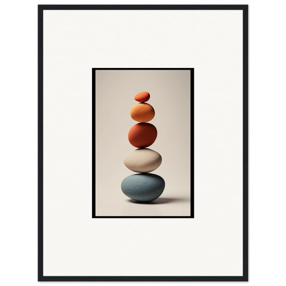 Colorful balanced stone stack for Zen Collage Poetry wall art and room decor