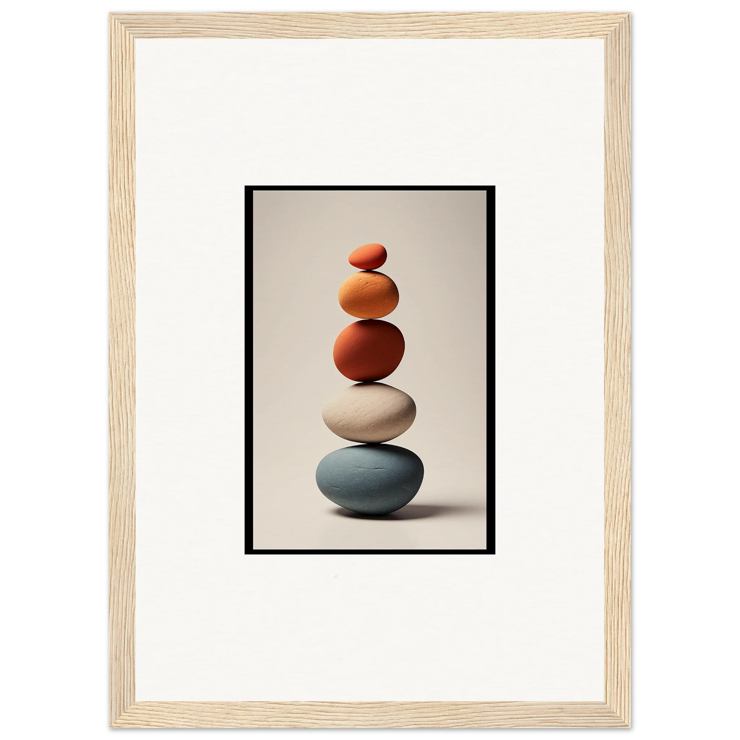 Balanced stones in earthy tones for Zen Collage Poetry themed room decor wall art