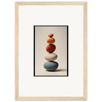 Balanced stones in earthy tones for Zen Collage Poetry themed room decor wall art