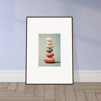 Balanced pastel stone stack for elegant room decor in framed wall art or canvas prints