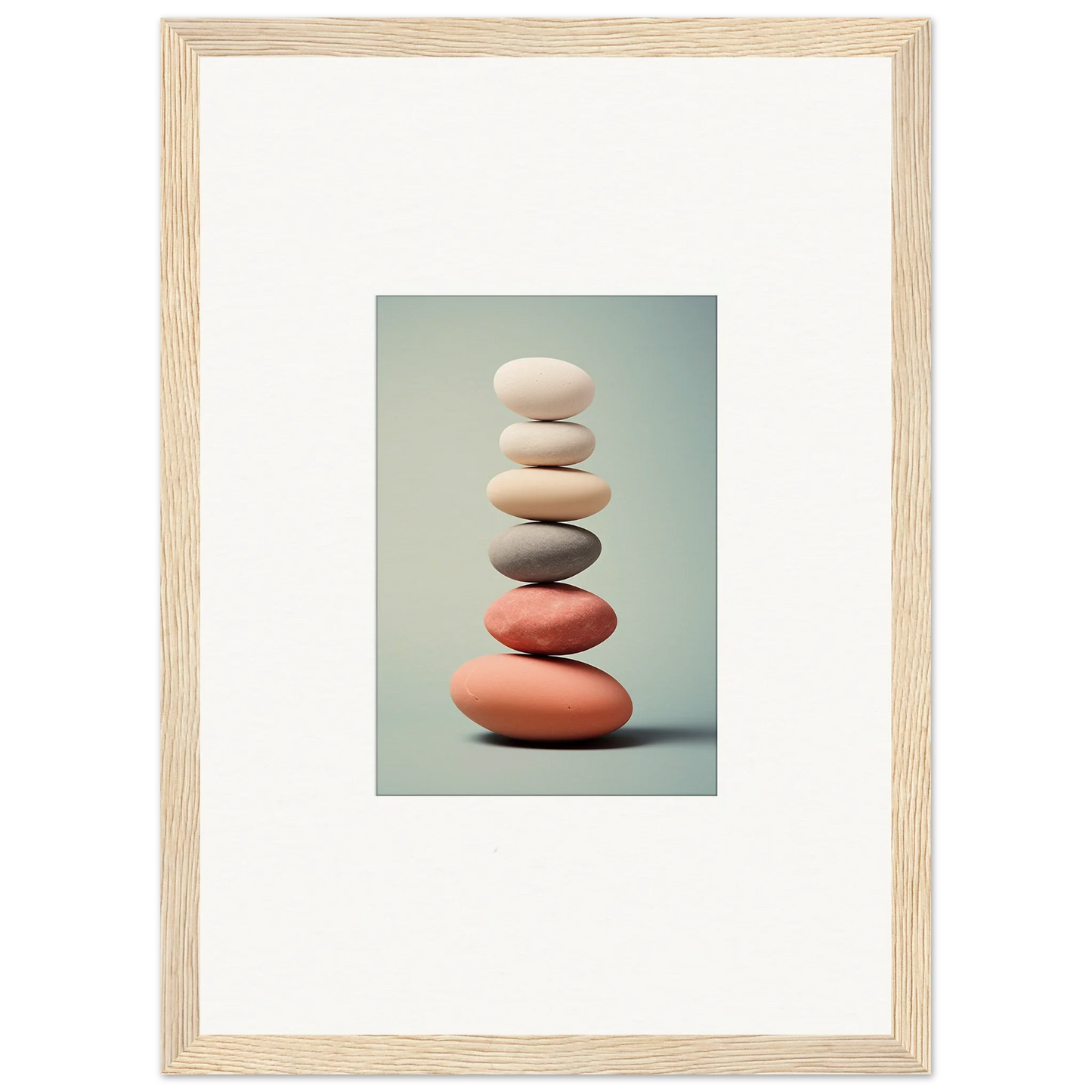 Stack of balanced stones in soft shades for elegant room decor or canvas prints