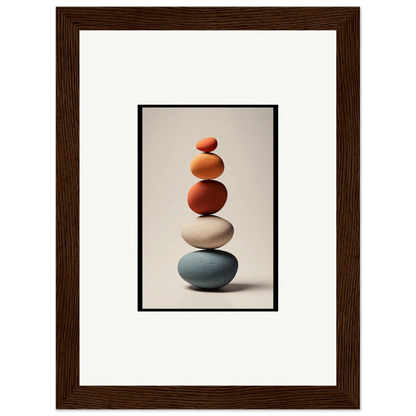 Stack of five smooth earthy stones for Zen Collage Poetry room decor and framed wall art