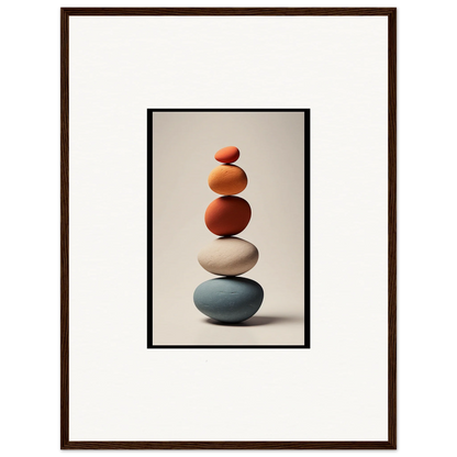 Balanced colorful stones for Zen Collage Poetry room decor and framed wall art