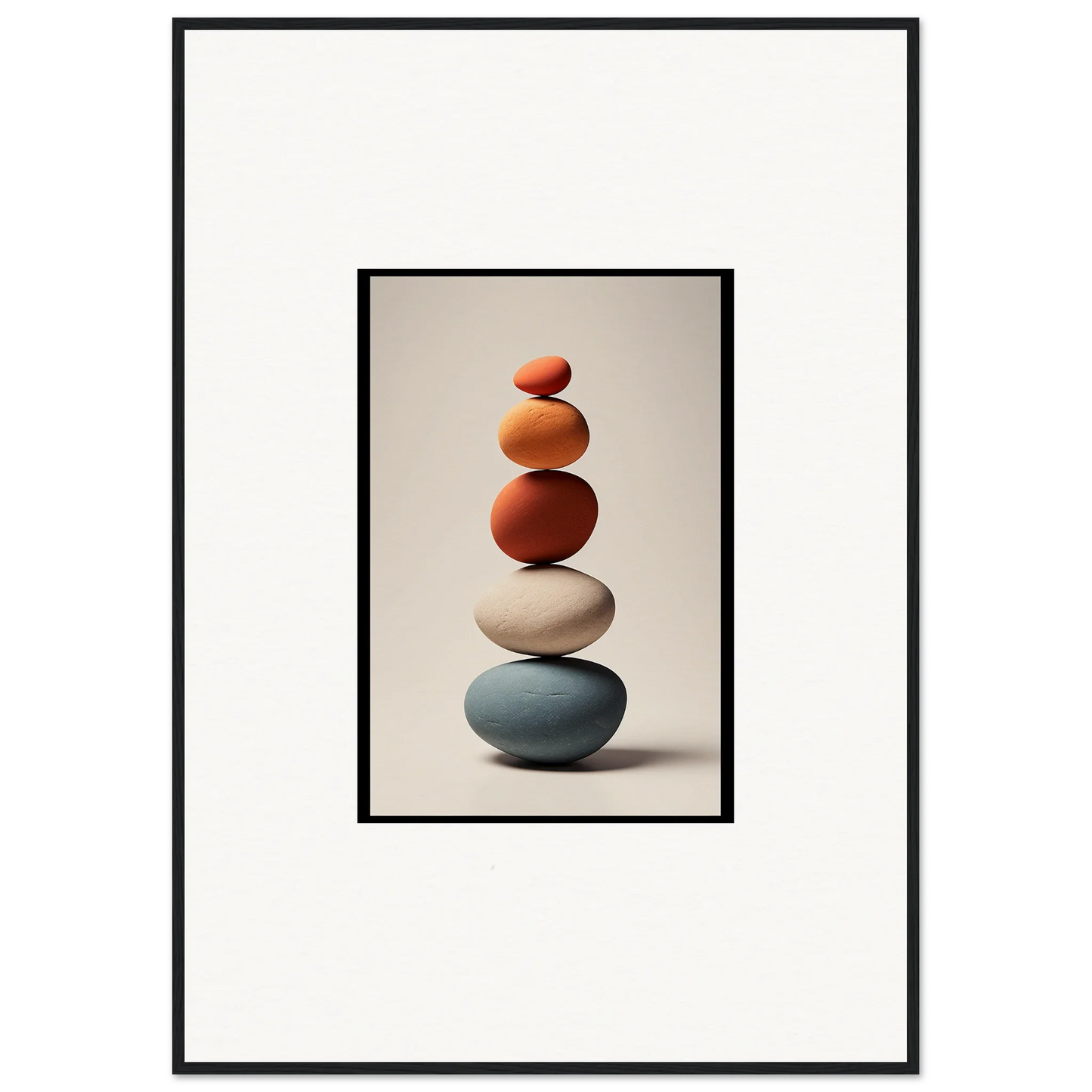 Balanced earthy stones in a serene stack for Zen Collage Poetry room decor