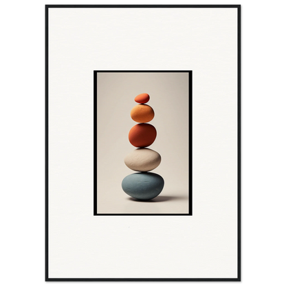 Balanced earthy stones in a serene stack for Zen Collage Poetry room decor