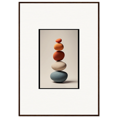 Colorful balanced stones for Zen Collage Poetry room decor and framed wall art