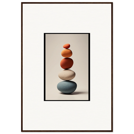 Colorful balanced stones for Zen Collage Poetry room decor and framed wall art