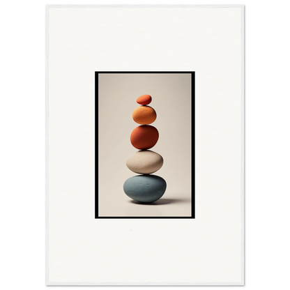 Stack of five colorful stones balanced, perfect for Zen Collage Poetry room decor