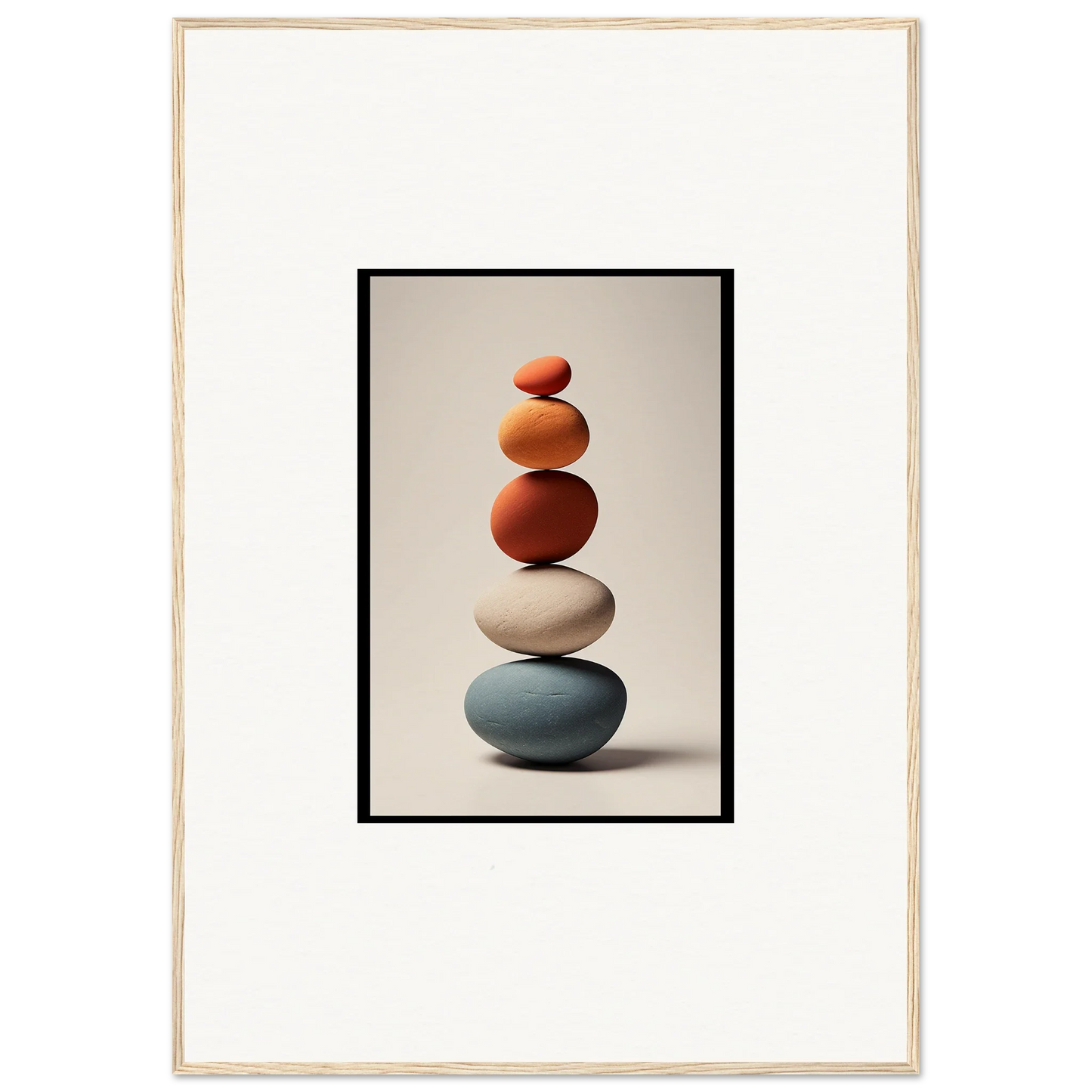 Balanced stones in earthy colors, perfect for Zen Collage Poetry wall art and room decor