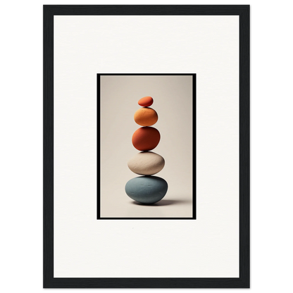 Balanced earth-tone stones for Zen Collage Poetry themed room decor and framed wall art