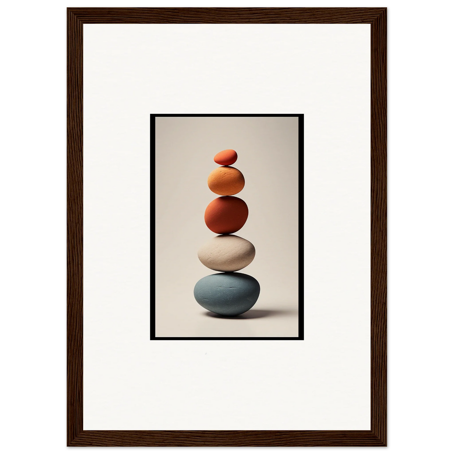 Colorful stack of smooth stones for Zen-inspired collage poetry room decor