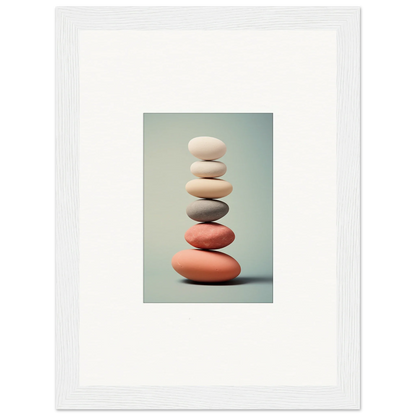 Stack of smooth, balanced stones in muted colors for stylish room decor canvas prints