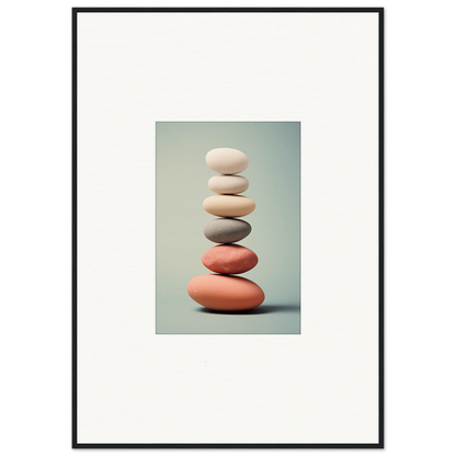 Stack of smooth stones in white, gray, and coral for elegant room decor canvas prints