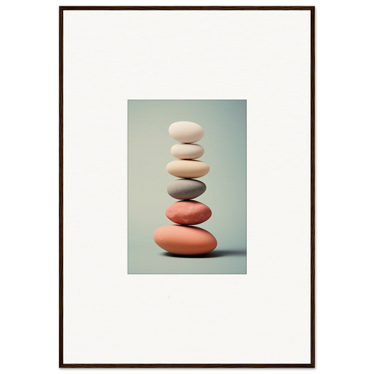 Smooth balanced stones in white, gray, and coral for room decor canvas prints