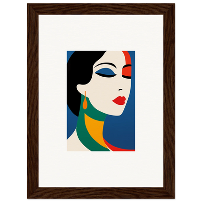 Stylized portrait of a woman in bold colors, perfect for Prism Reverie room decor