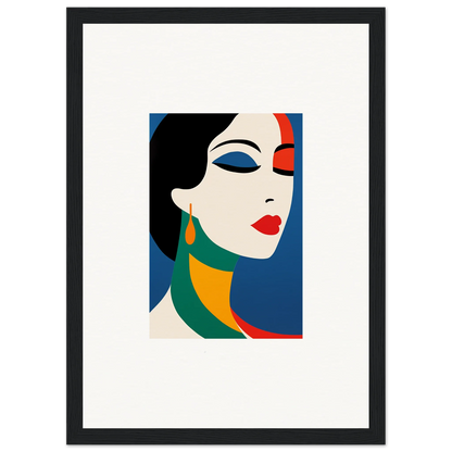 Stylized portrait of a woman in bold geometric shapes for prism reverie room decor