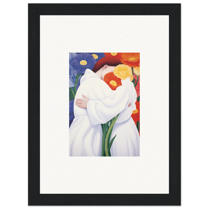 Stylized white calla lily with orange and red accents for elegant room decor canvas prints