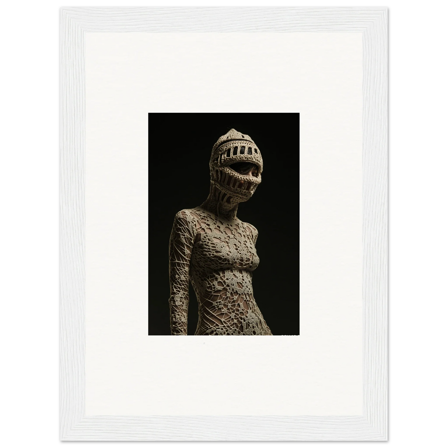 Textured humanoid sculpture head as unique room decor for framed wall art or canvas prints