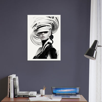 A black and white portrait of a woman, perfect for an Energy Lines C The Oracle Windows™ Collection poster for my wall.