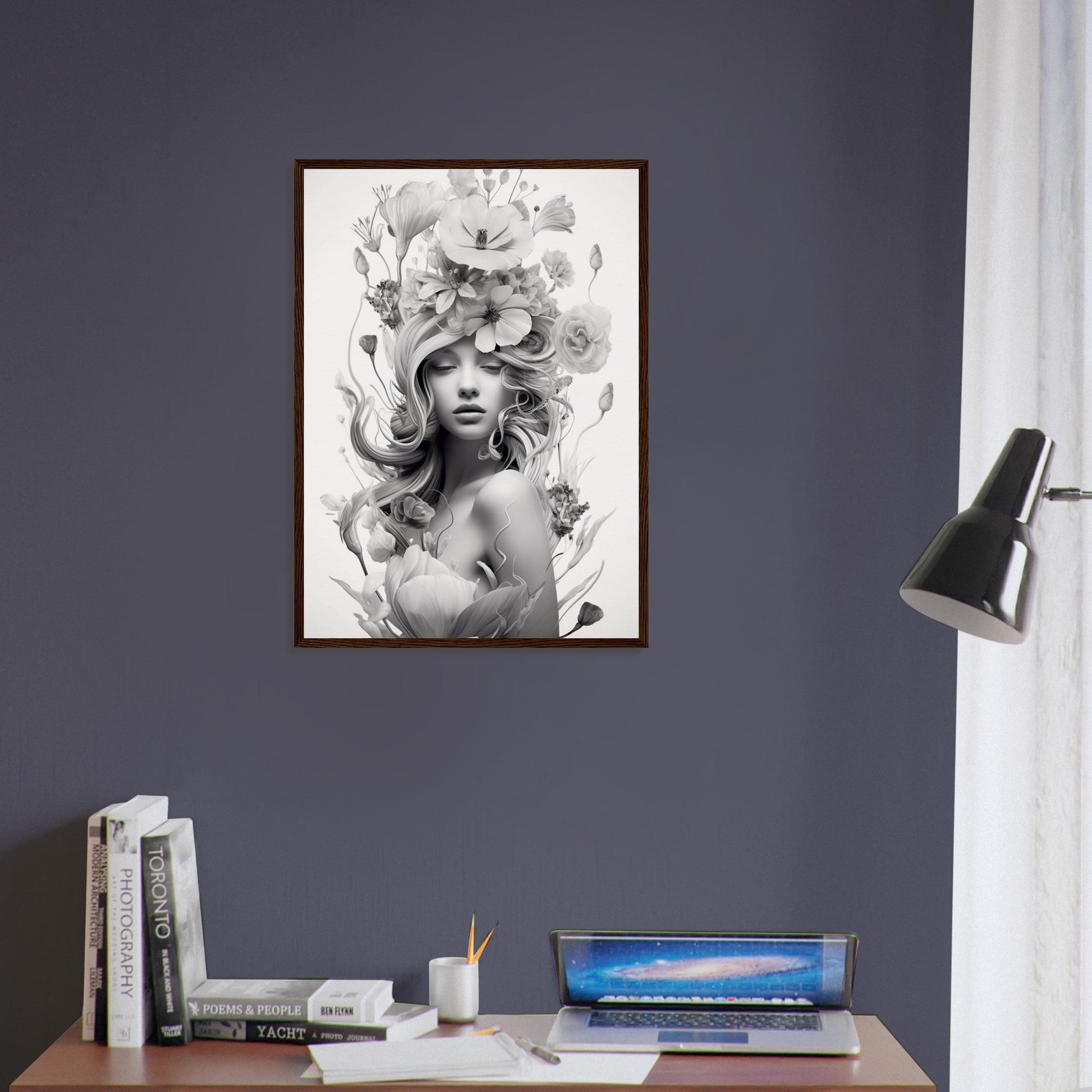 A high quality black and white print poster of the Flowers In Your Head The Oracle Windows™ Collection.
