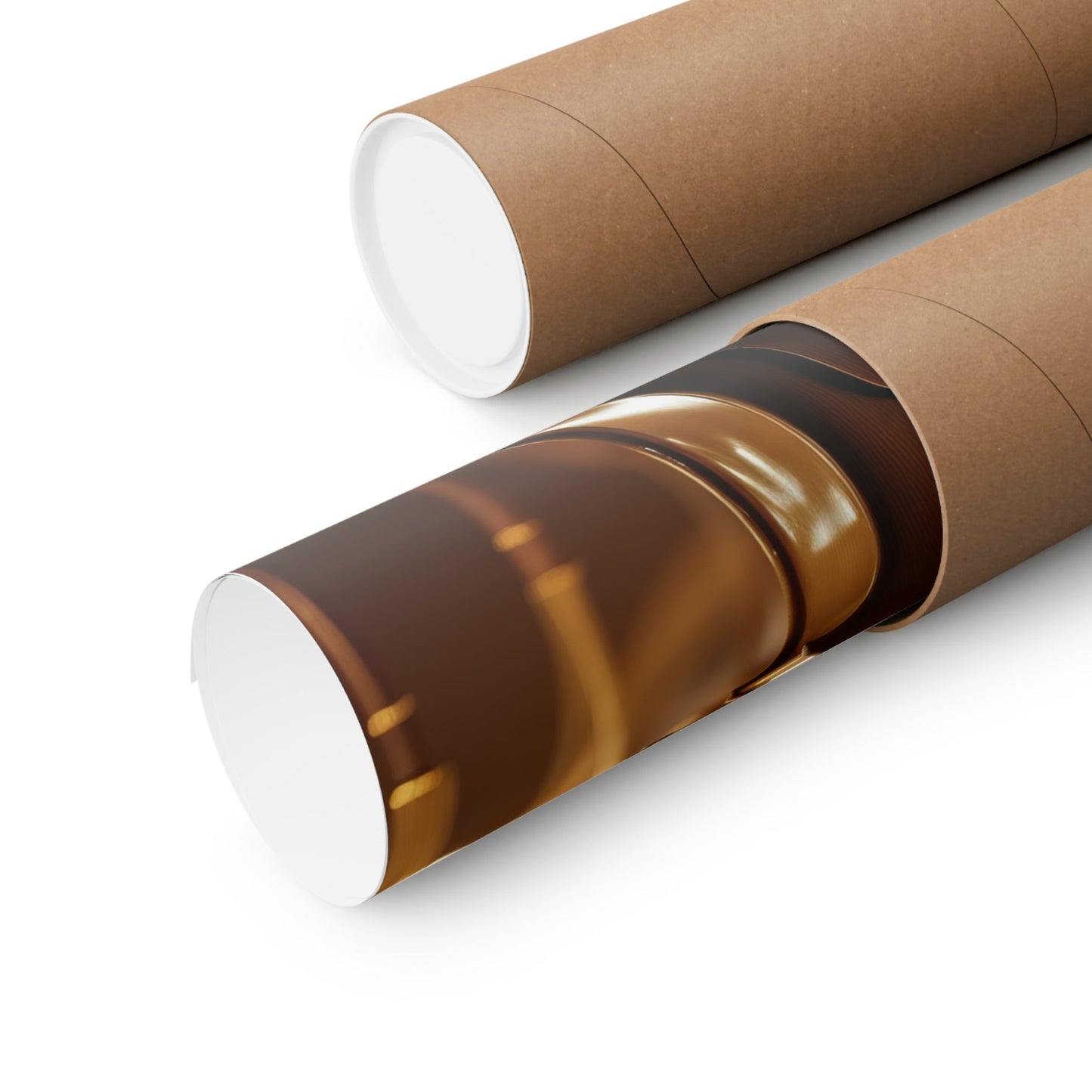 Two brown paper rolls with white lids