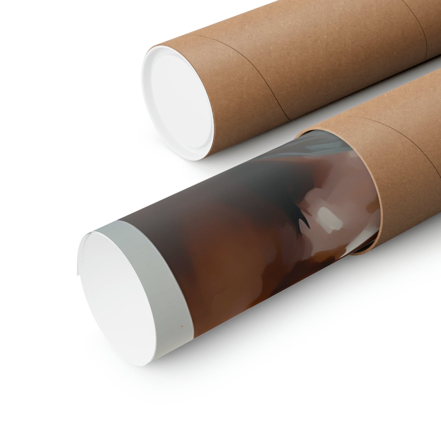 Two brown paper tubes with white lids