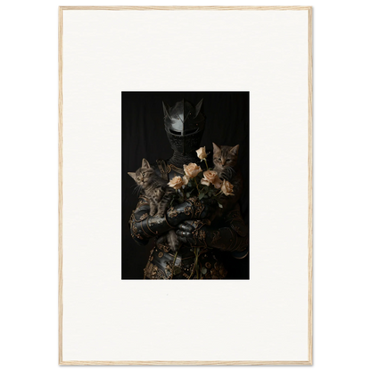 Two cats with roses for a cozy touch in Cuddle Chaotica framed wall art