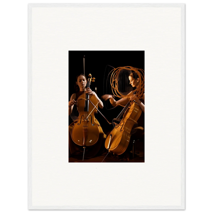 Two cellists performing, perfect for framed wall art or room decor inspiration