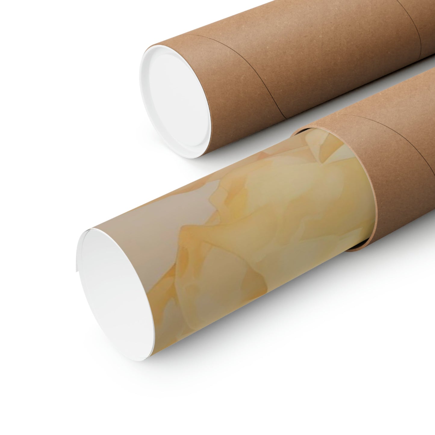 Two rolls of brown paper with a white lid