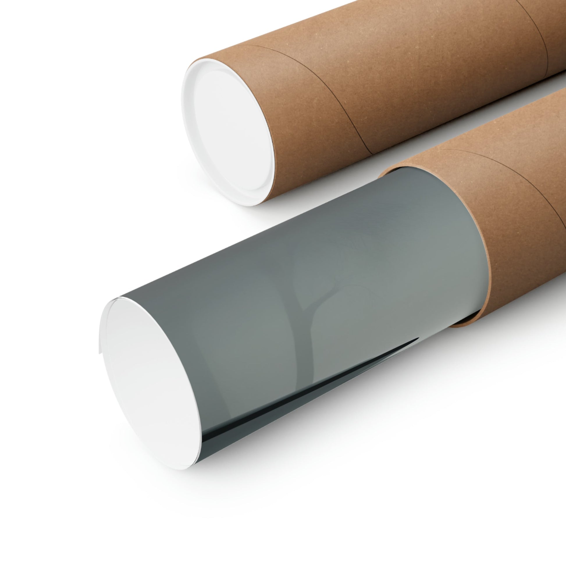 Two rolls of brown paper with a white top