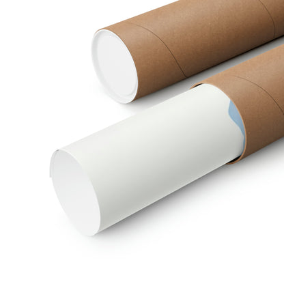 Two rolls of brown paper on white background