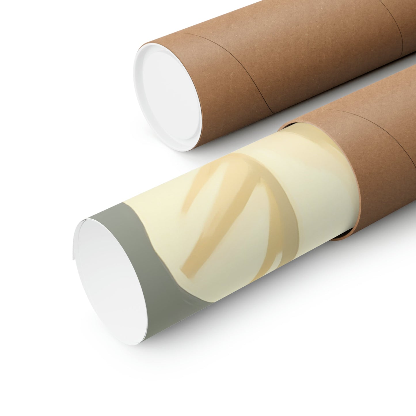 Two rolls of brown paper with a white circle on top