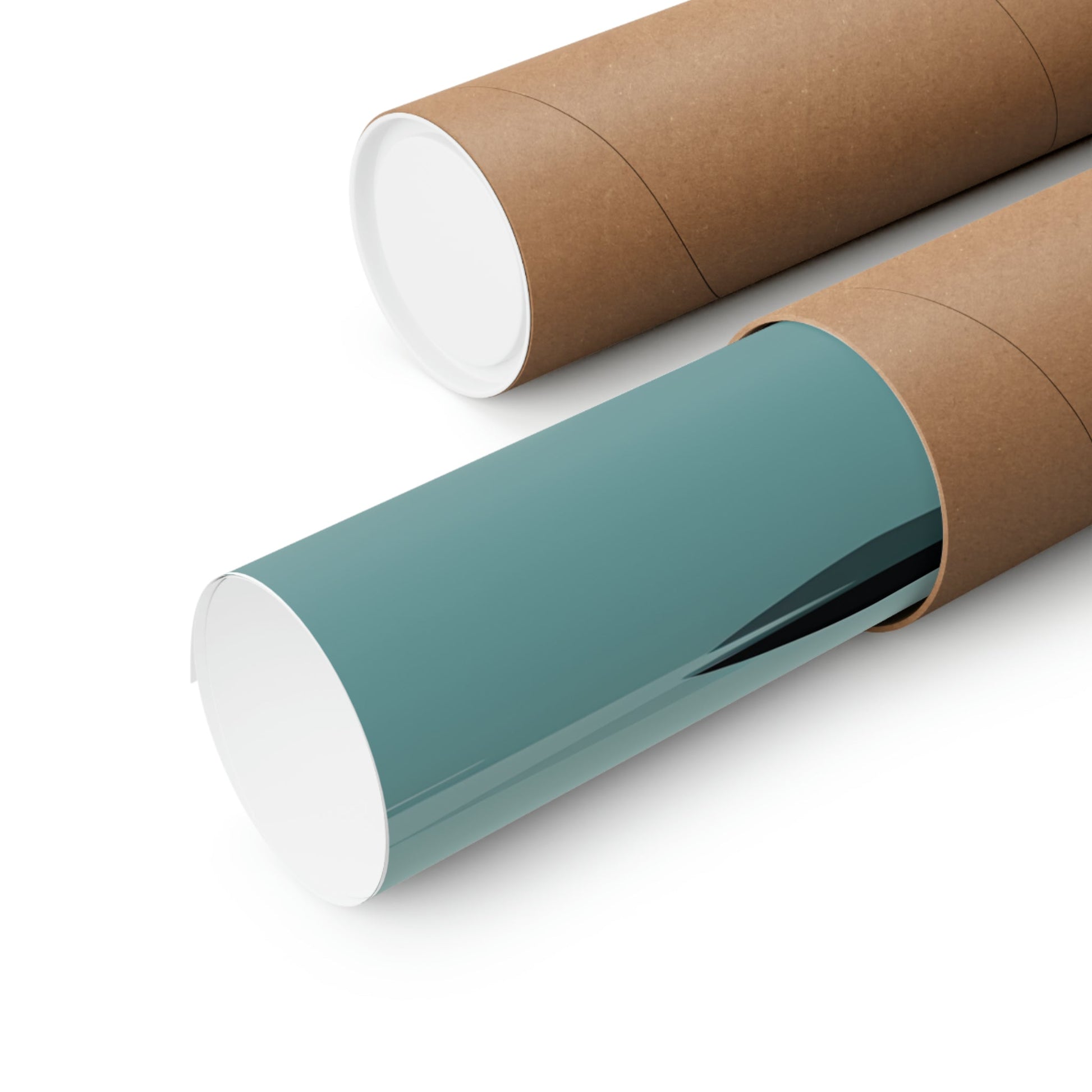 Two rolls of brown paper with a green wrapper