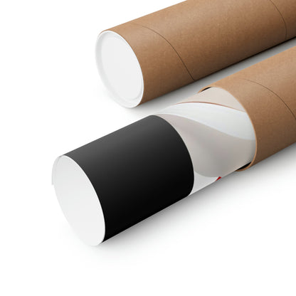 Two rolls of brown paper with black and white paper