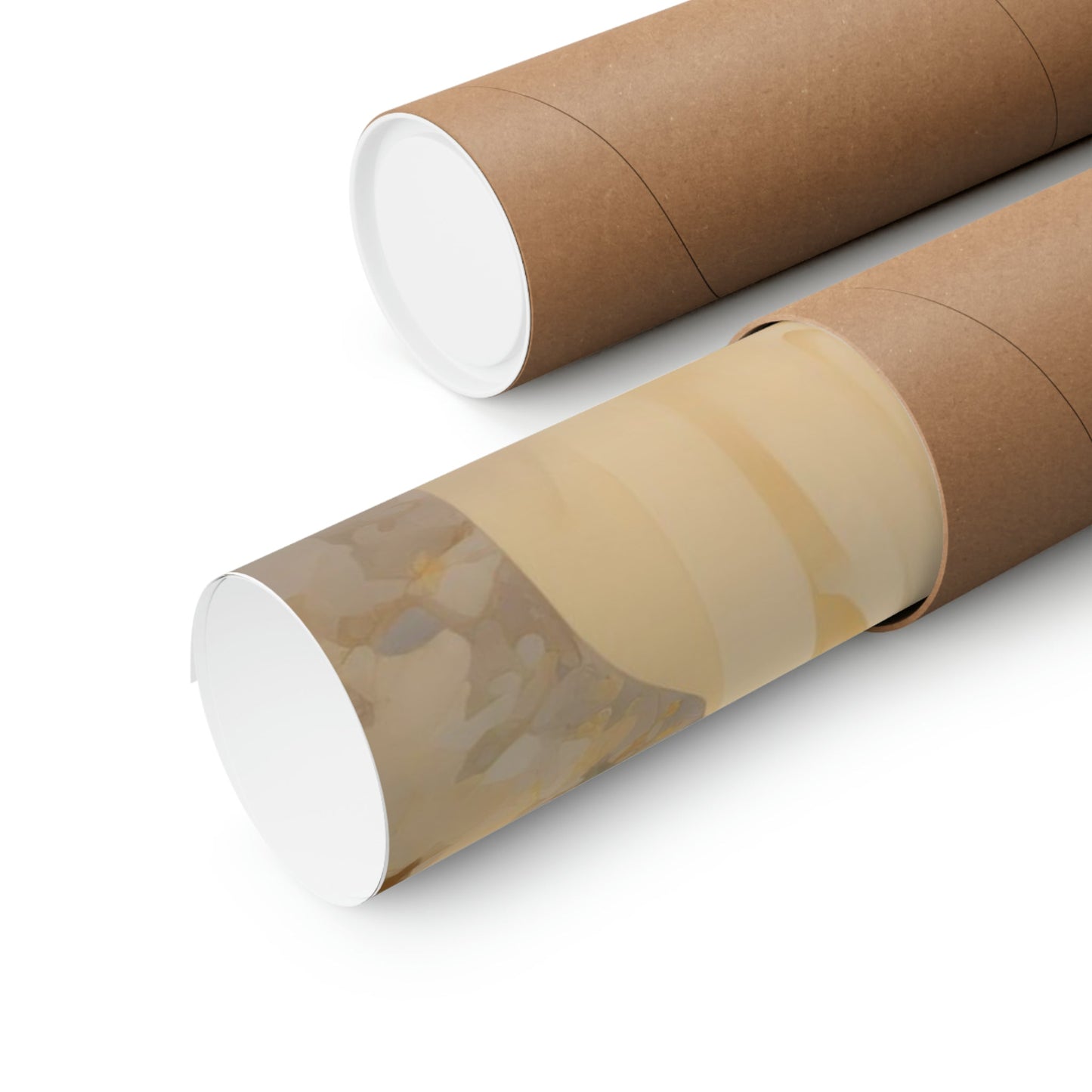 Two rolls of brown paper with a white lid