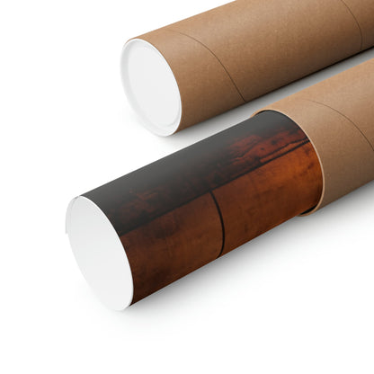 Two rolls of brown paper with a brown and white stripe